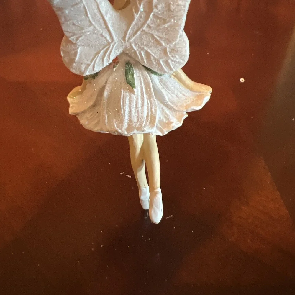 FAIRY BALLERINA w/ WINGS  A D A Rose Christmas ORNAMENT Silver Tree Holiday 4.5